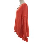 Free People La Brea Sweater V-Neck Ribbed Cuffed Sleeve Coral Orange Size Large Photo 6