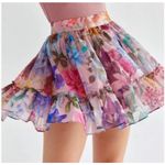 Francescas Mi Ami Floral Ruffle Mini Skirt S boho fairy flowy whimsi dainty pink Photo 0