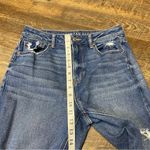 American Eagle Mom Straight Jean Womens Size 10 Stretch Distressed Ripped Blue Photo 1