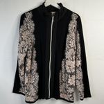 Chico's  Zenergy Size 2 US L 12 Lace Mix Neema Jacket Black Full Zip Knit Stretch Photo 2