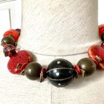 Chico's  red, orange and black beaded statement necklace Photo 1