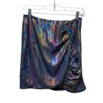 Nasty Gal Ruched Rainbow Iridescent Mini Skirt US 6/UK 10 Metallic Boho Grunge Photo 1