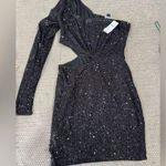 Caution to the Wind Black Sequin One-Shoulder Dress Photo 0