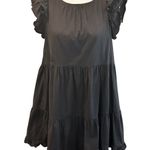 Tiered Ruffle Sleeve Babydoll Dress, Mini Dress with Back Keyhole Black Photo 0