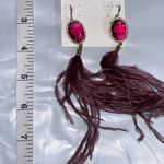 Stella & Rubi Gold and Burgundy Feather Earrings Photo 2