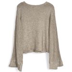 Free People ‎ Starman Cream Ribbed Bell Sleeve V Neck Pullover Sweater L Photo 3