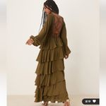 Pretty Lavish Beatris lace up back ruffle maxi dress in deep olive Green Size 4 Photo 2