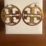 Tory Burch  18k Gold Plated Brass Cutout Logo Earrings (Authentic) Photo 2