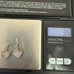 Vintage 925 Sterling Silver Small Heart Moonstone Drop Earrings 3.6g Photo 9