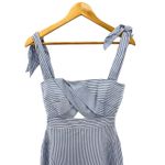 Bardot Y2K Stripe Linen Mini Dress Tie Straps Cutout Bust Nautical Coastal XS 4 Photo 1
