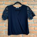 A'gaci Women's Embroidered Lace Sleeve Faux Wrap‎ V Photo 0