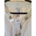 Chico's Nwt womens size 4/6  embellished beaded front linen alabaster white top Photo 1