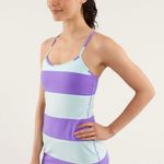 Lululemon Power Y Tank Luon Light Bold Stripe Power Purple Tank Top Size 10 Photo 0