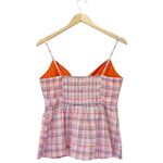 Loft NWT Gingham Tie Front Cami in Solar Tangerine Pink Plaid Size XS Y2K NEW Photo 7