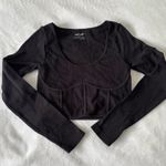 Garage  black long sleeve ribbed corset crop top Photo 0
