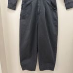 frame denim FRAME Pleated Barrel Leg Jumpsuit One Piece Long Sleeve in Washed Black Gray S Photo 4