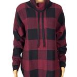 Adrienne Vittadini Burgundy & Black Buffalo Plaid Cowl Neck Sweater Medium EUC Photo 0