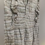 Loft  navy and black stripe ruffle sleeveless vneck top Photo 4