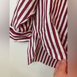 ZARA  Women’s Burgundy and White Striped‎ Oversized Button Down Blouse Size XS Photo 9