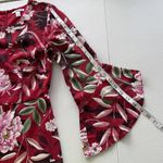 Bar III  Women’s Floral Ruffled Fit & Flare Dress Bell Sleeves Lined Size 2 Red Photo 5