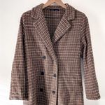 SheIn Brown and Cream Houndstooth Blazer Jacket Photo 0