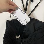 Dress the Population NEW!  Aura Bandeau halter high slit chiffon black gown large Photo 6