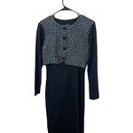 All that jazz Dress Black Long Sleeve Maxi Party Career Vintage 90s Houndstooth Photo 1