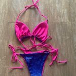 Sparkly royal blue and hot pink string bikini S NEW Photo 2