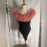 Black Off Shoulder Bodysuit Pink Tulle Ruffle Balletcore Medium Photo 7
