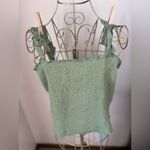Aerie NWT  green smocked top with ruffle detail XL 55% cotton Photo 9