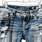 Miss Me Y2K Rhinestone Embroidered Bling Cuffed Capri Pants Size 28 Denim Jeans Photo 3