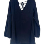 Free People  Black Split‎ Sleeve Deep V Fringe Tie extra Small XS Photo 0