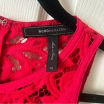 BCBGMAXAZRIA Hanah Red Dress Semi Sheer Sleeveless Lace Overlay Scallop Size 2 Photo 3