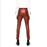 ZARA  High Rise Waist Faux Leather Pants Leggings Zip Hem BURGUNDY RED SIZE L NEW Photo 3