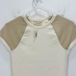 Madewell  Raglan Sleeve Baby Tee Shirt Minimalist Basics Sporty Beige XXS NWT Photo 4