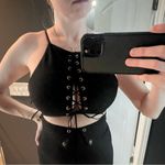 H:ours New Black Revolve Lace Up Knee Length Dress, NWOT, XS Photo 1