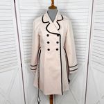 Elle  Double‎ Breasted Belted Trench Coat Blush Pink Black Piping Trim 6 Photo 5