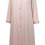 Vanity Fair  Womens Pink‎ Satin Lace Trim Long Sleeve Full Length Robe L Photo 0