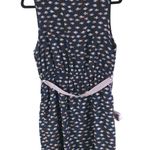 YA Los Angeles Dress A Line Belted Fish Print Novelty Navy Blue L Photo 2