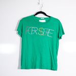 MOTHER Denim  The Sinful Graphic Print Crewneck Tee Shirt In For Sure Green Small Photo 0