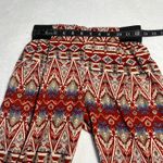 Women's Mid Rise Tribal Print Woven Pants Size XS Colorful Indie Y2K Boho Casual Red Photo 5