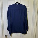 Old Navy Long Sleeve Mandarin Shirt Blouse Size XXL Tall Navy Blue Split Neck Photo 3