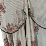 Free People  Cream Floral Peplum Low V-Neck Blouse Women Sz M Photo 1