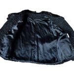 Vintage 1960's Faux Persian wool crop coat with fur collar black size medium Photo 11