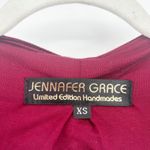 Jennafer Grace Womens Mob Wife Velvet Duster Cardigan Faux Fur Trim XS Burgundy Red Photo 3