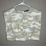 ZARA neutral tan camo linen blend cropped boxy fit short sleeve top size large Photo 2