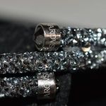 Swavorski Swarovski Stamped Silver/Black Crystal Dust Wrap Bangle Bracelet Photo 6