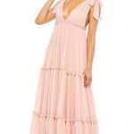 Mac Duggal  Bow Sleeve Tiered Gown in Blush Size US 8 Photo 7