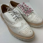 Catisa Vintage Cream and light brogues with silver and pink rhinestones Size 7.5 White Photo 10