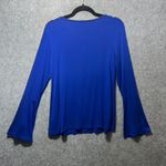 Jeanne pierre Blue Bell Sleeve Top Button Cuff Stretch Knit Scoop M Photo 5